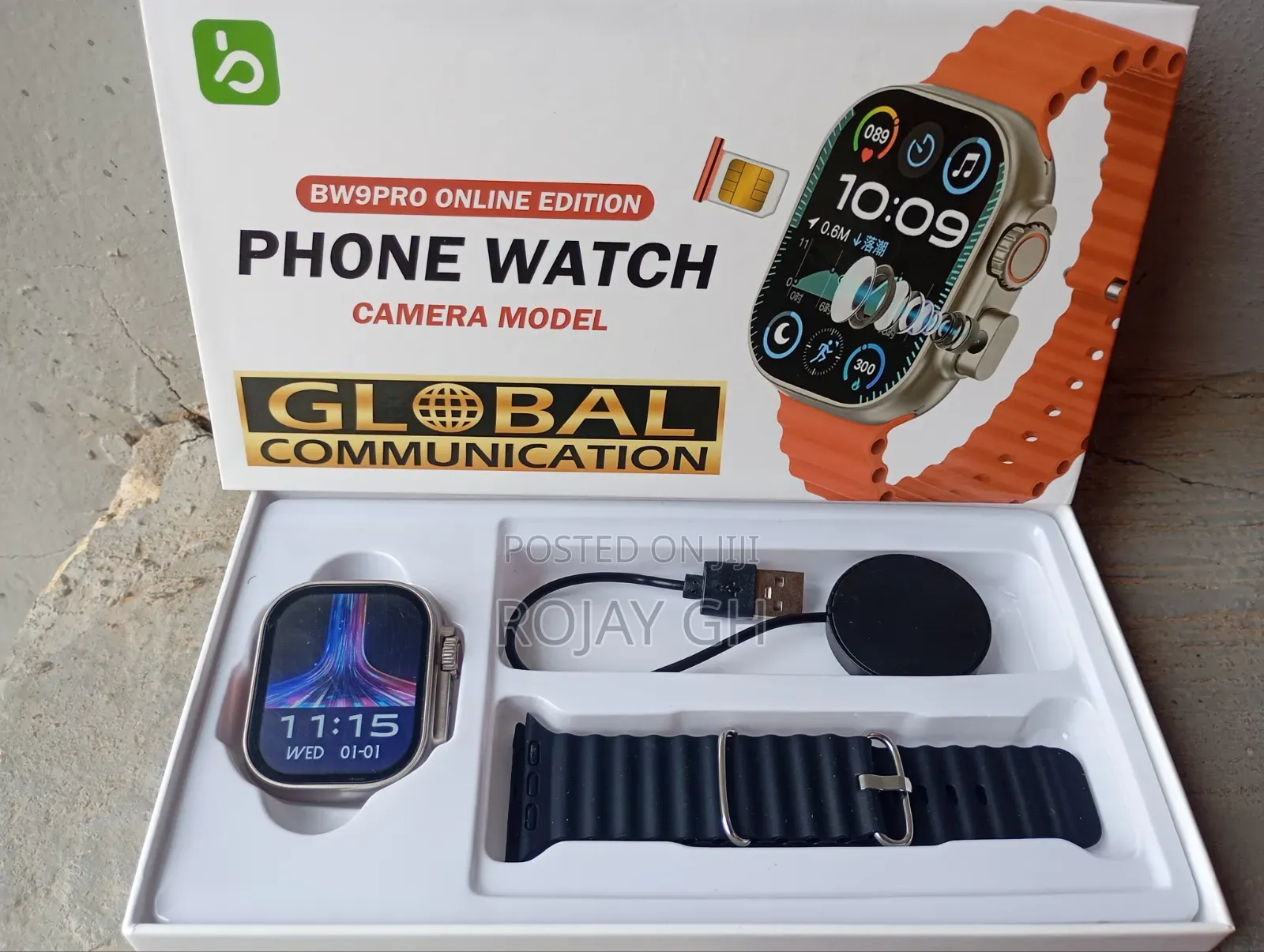 Bw9 Pro Smart Watch With Sim Card Slot - Black