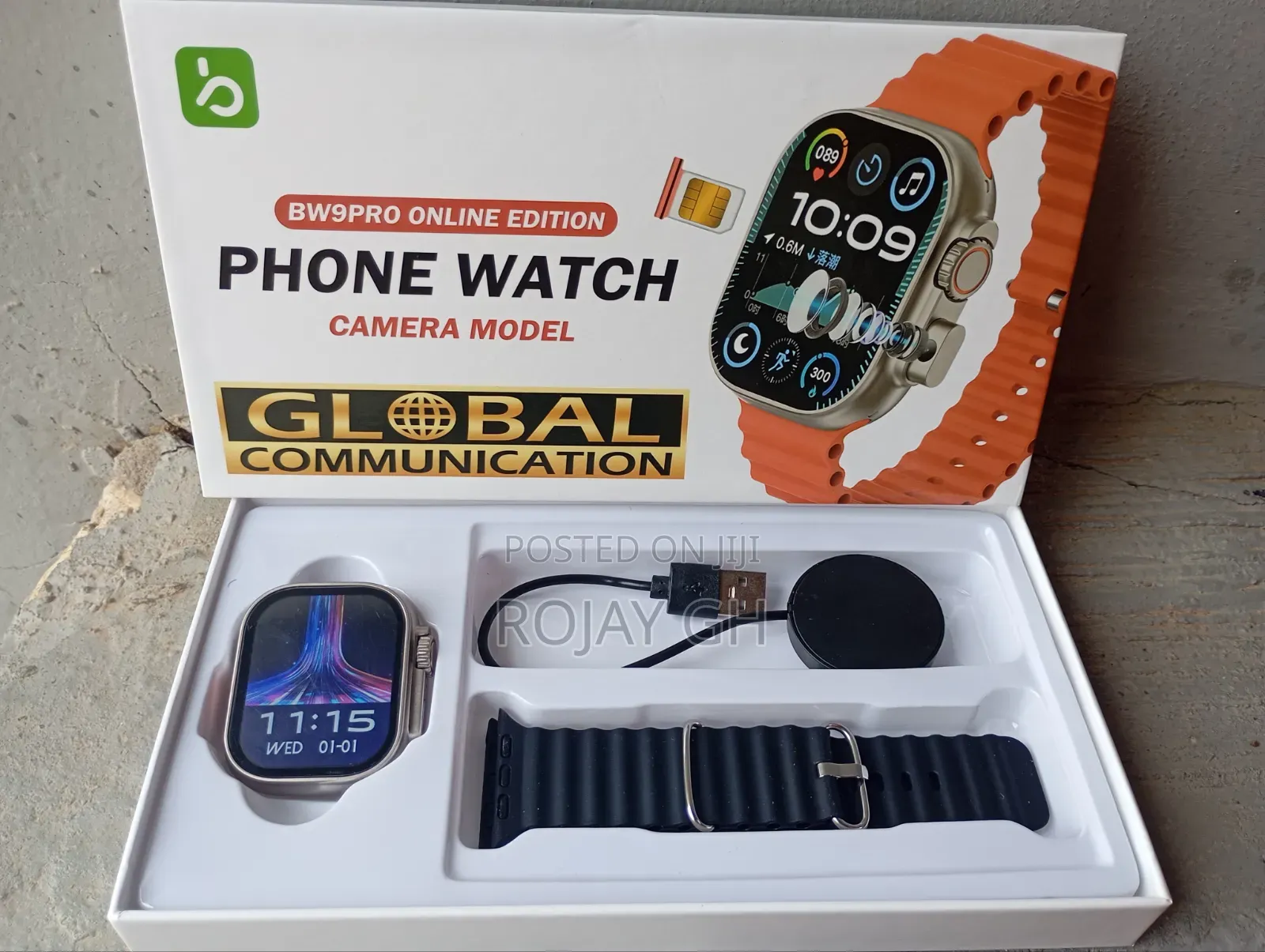 Bw9 Pro Smart Watch With Sim Card Slot - Black