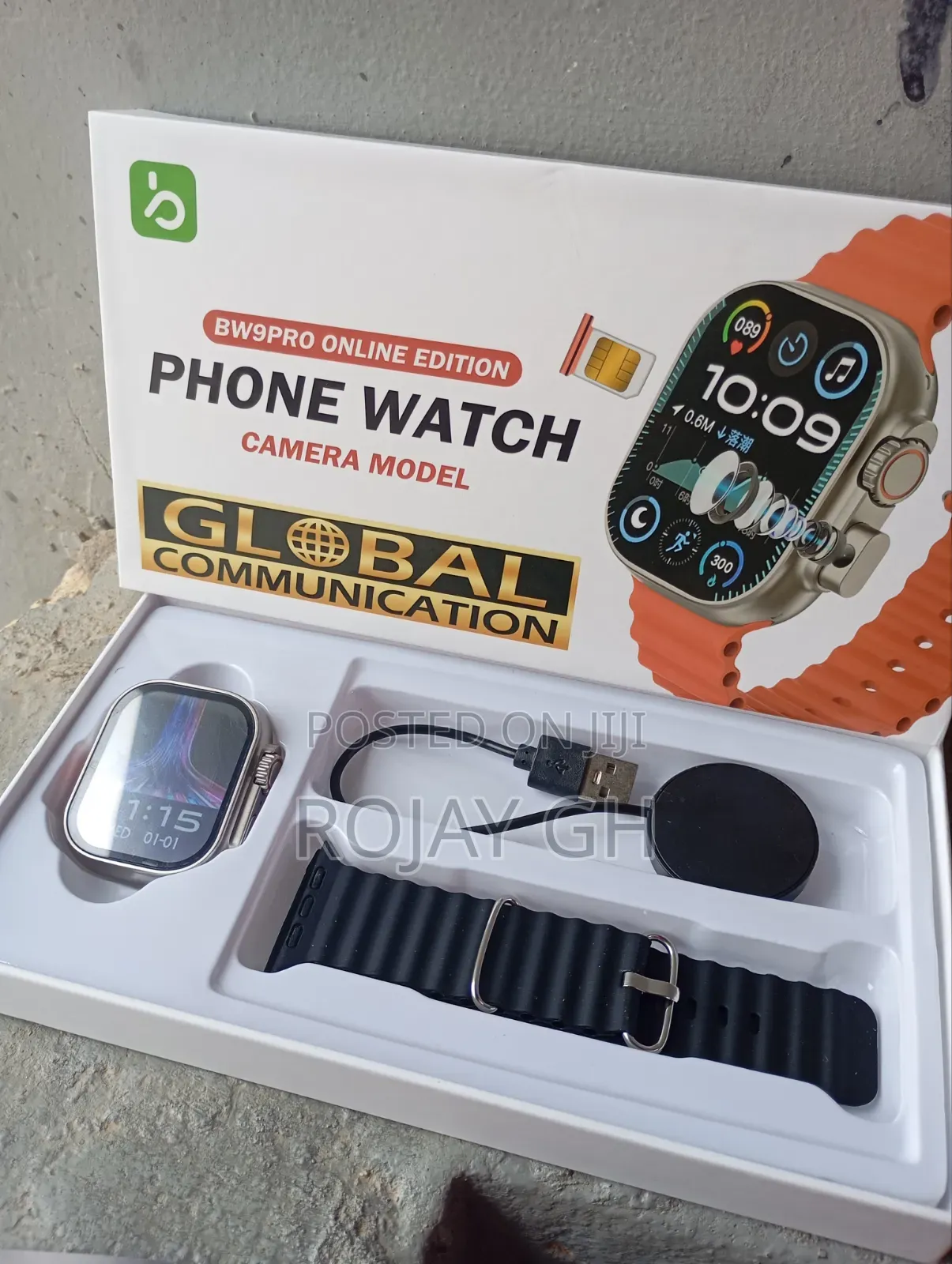 Bw9 Pro Smart Watch With Sim Card Slot - Black