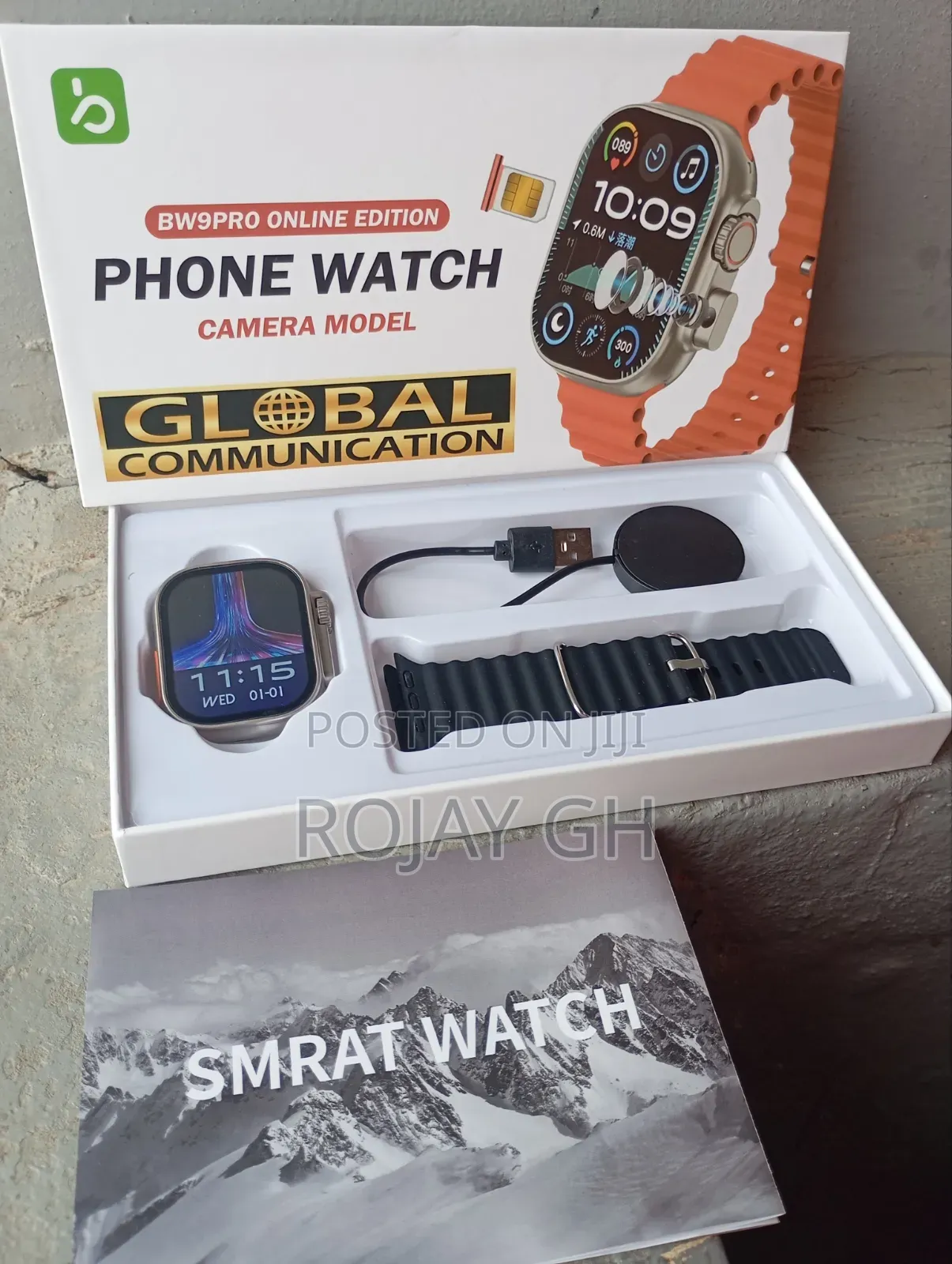 Bw9 Pro Smart Watch With Sim Card Slot - Black