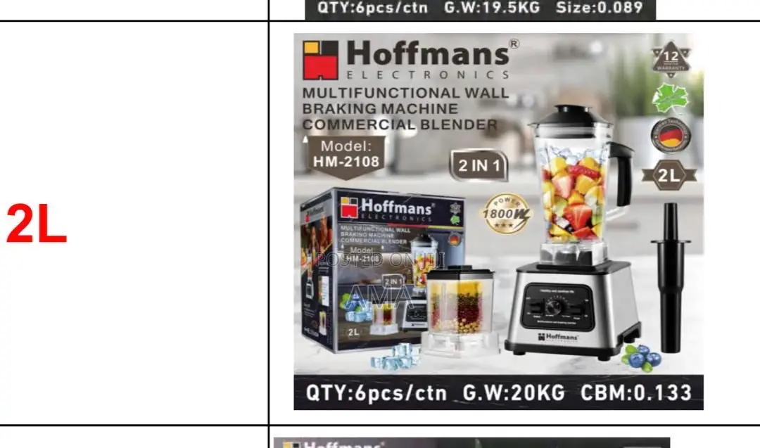 2 in 1 Hoffman Quality Blender Available for Sale at Affordable Price