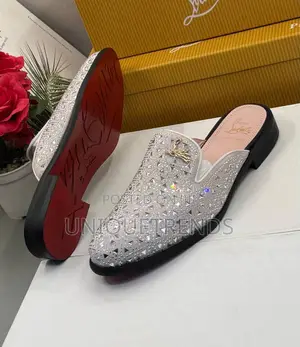 Executive Christian Louboutin Suede Leather Half Shoe (White)
