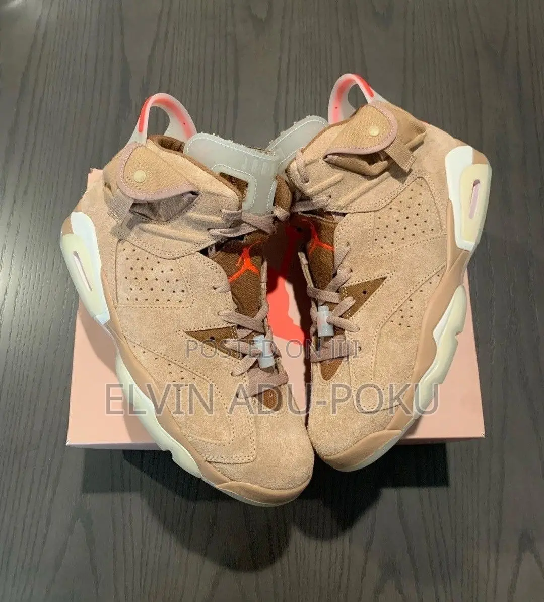 Travis Scott Air Jordan 6 Retro "British Khaki Promo Sample" Sneakers
