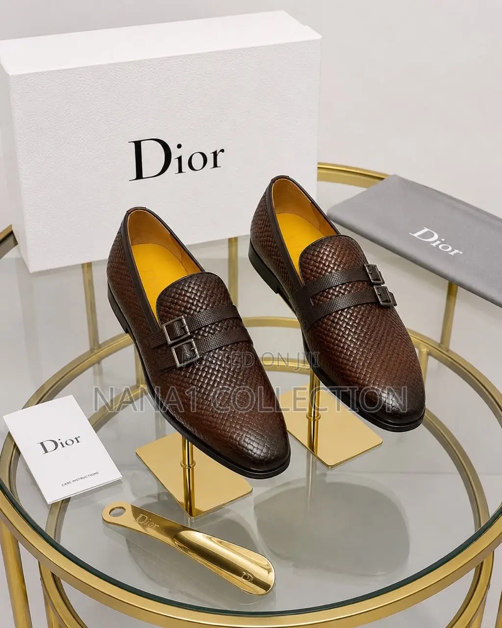 Dior Woven Leather Monk Strap “Black Coffee Brown “