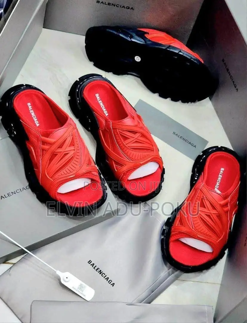 Solid Balenciaga Rubber Track Sandals in Different Colors , Swipe >