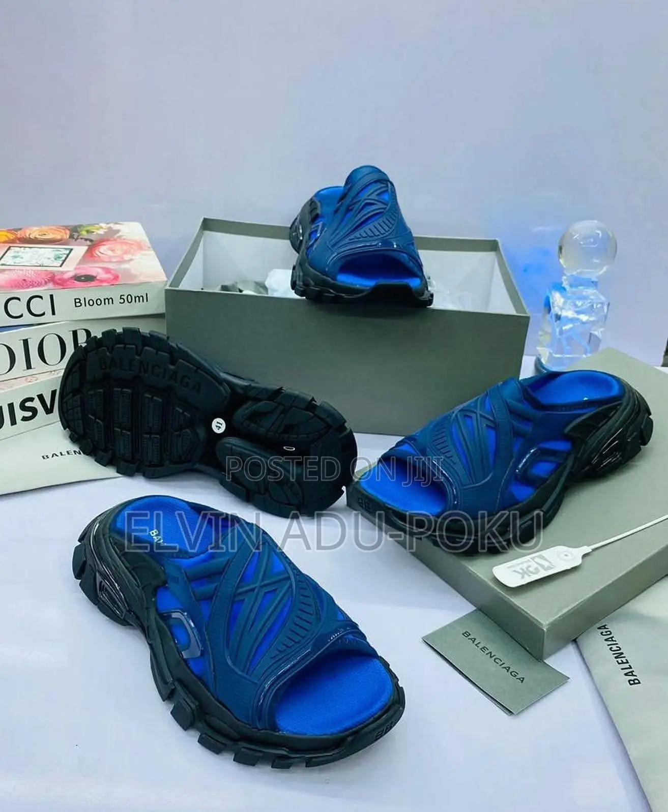 Solid Balenciaga Rubber Track Sandals in Different Colors , Swipe >