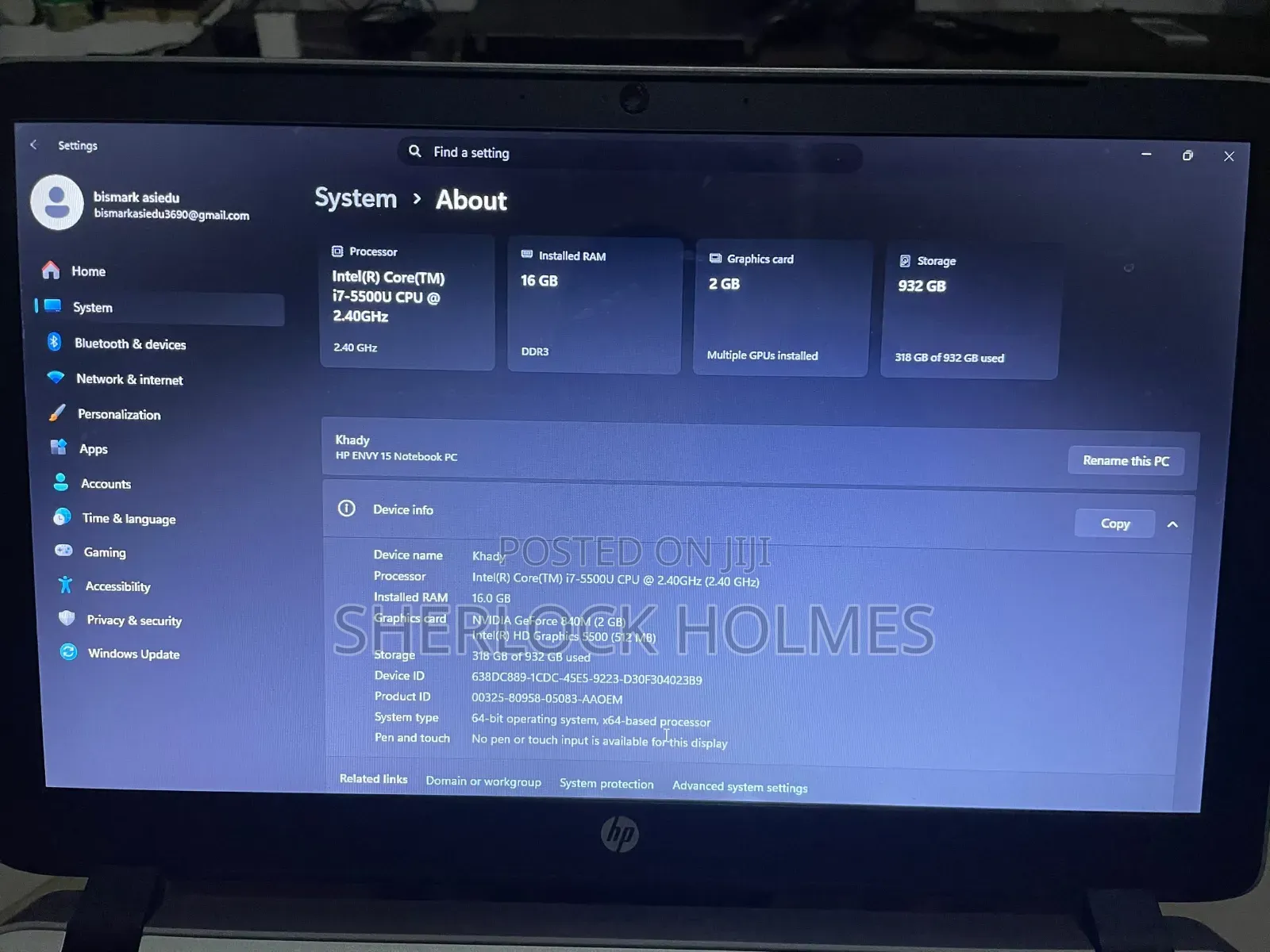 Laptop HP Envy 13 16GB Intel Core i7 SSHD+SSD 1T