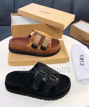 High Quality Zara Suede Leather Sandals ( Black and Brown)