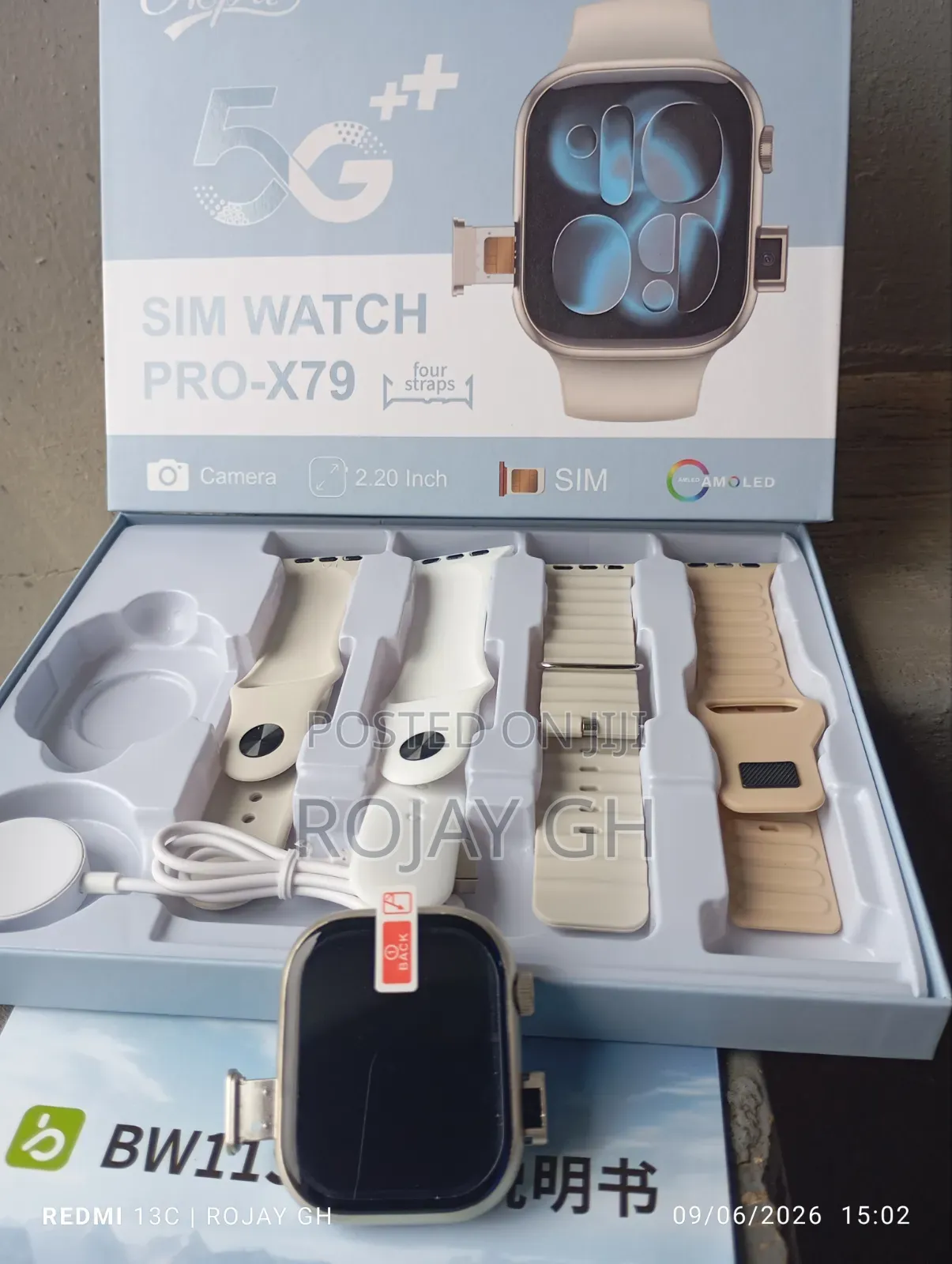 Okpu Pro-X79 Sim Smart Watch With Camera 4 Colorful Straps - Silver