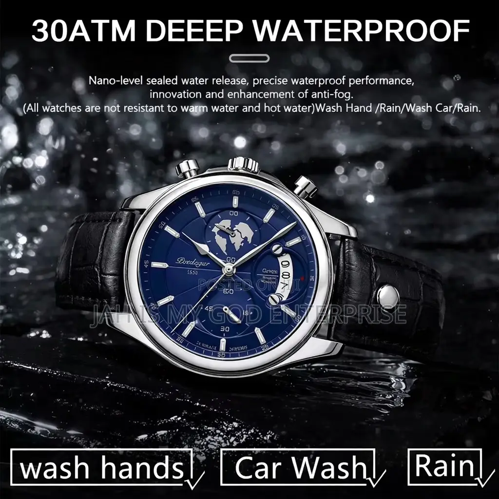 Poedagar 989 Casual Waterproof Luminous Leather Chronograph Men Watch