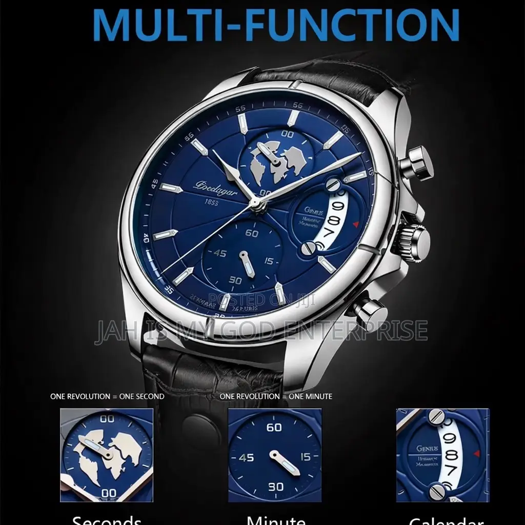 Poedagar 989 Casual Waterproof Luminous Leather Chronograph Men Watch