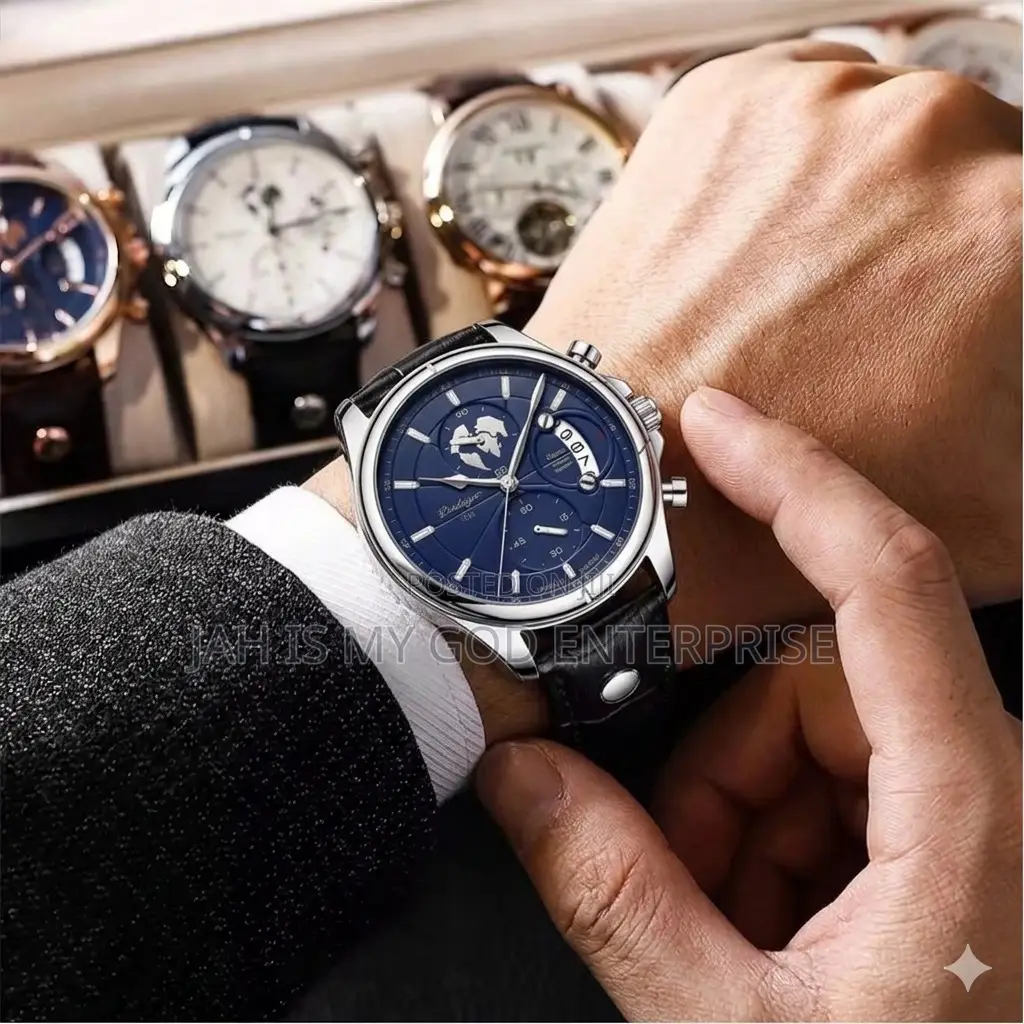 Poedagar 989 Casual Waterproof Luminous Leather Chronograph Men Watch