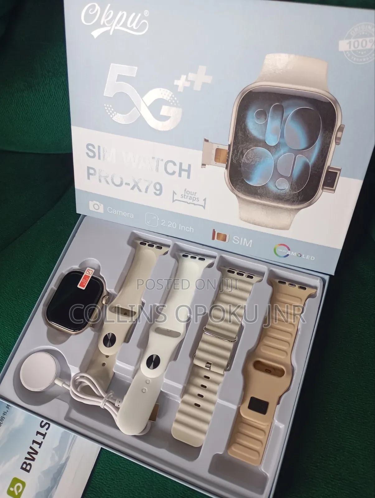 Pro-X79 Smart Watch With Sim Slot and Camera + 4 Straps - Silver