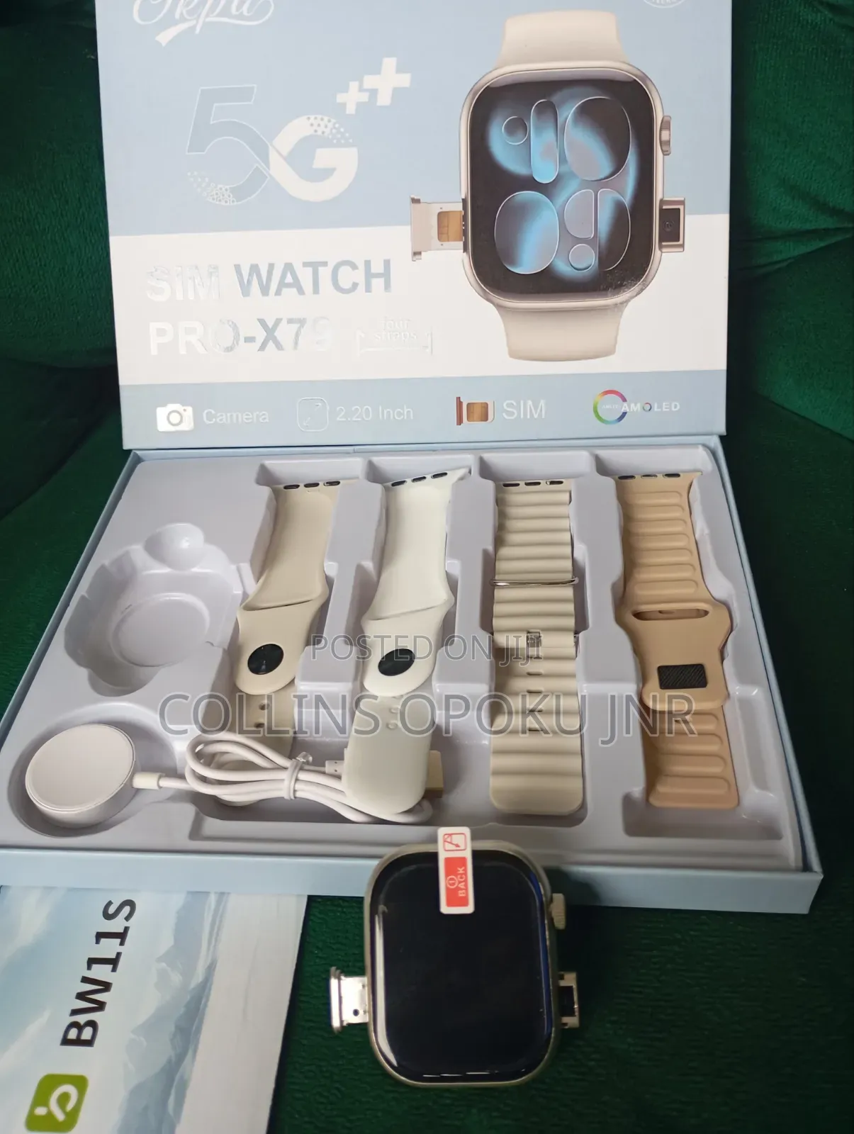 Pro-X79 Smart Watch With Sim Slot and Camera + 4 Straps - Silver
