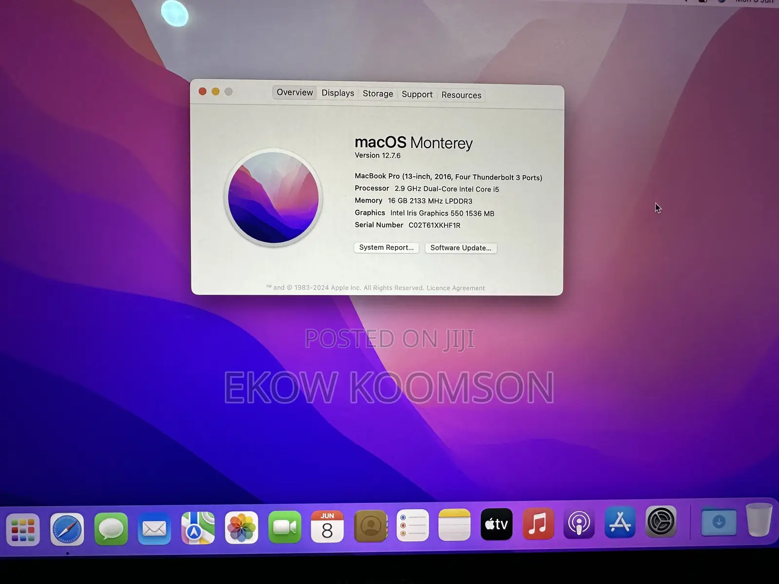 Laptop Apple MacBook Pro 2016 16GB Intel Core i5 SSD 512GB