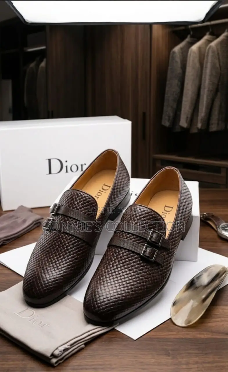 Dior Men's Loafers Feature a Black Woven Leather Upper L