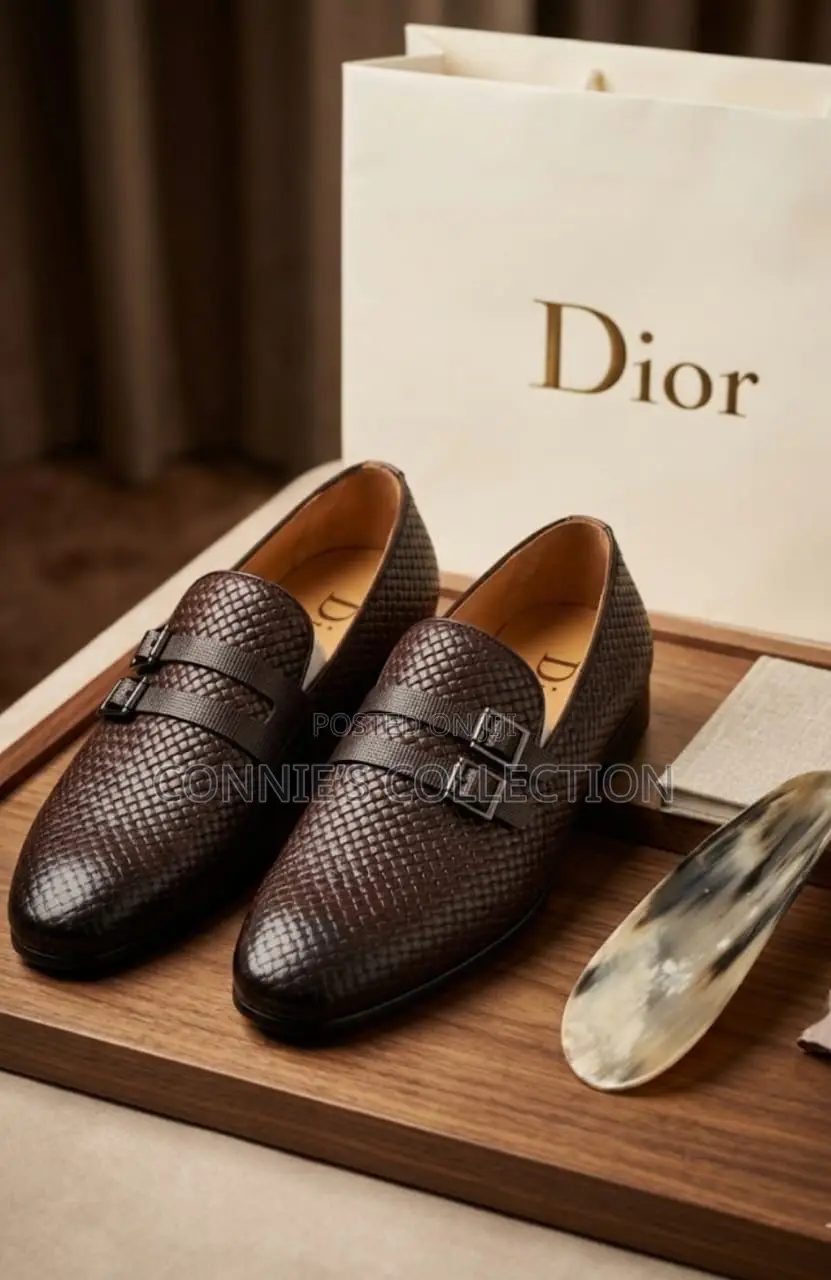 Dior Men's Loafers Feature a Black Woven Leather Upper L