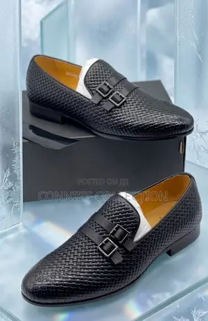 Dior Men's Loafers Feature a Black Woven Leather Upper L