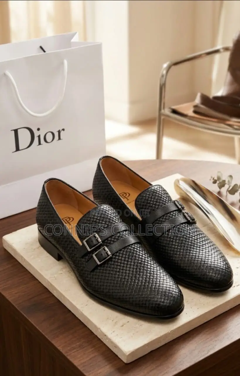 Dior Men's Loafers Feature a Black Woven Leather Upper L
