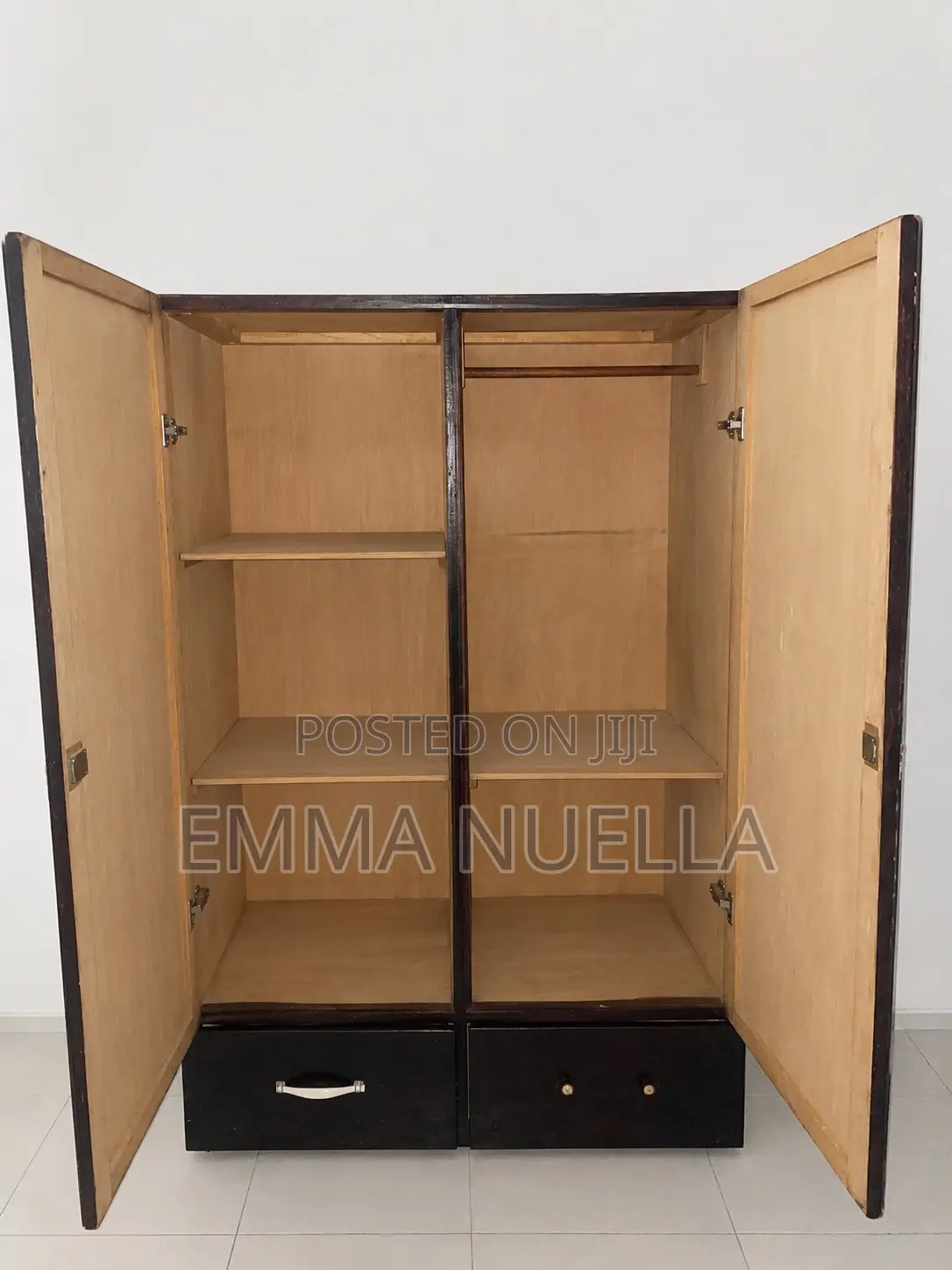 2-door Wardrobe + 11⁄2 Bed + Large Mirror For Sale