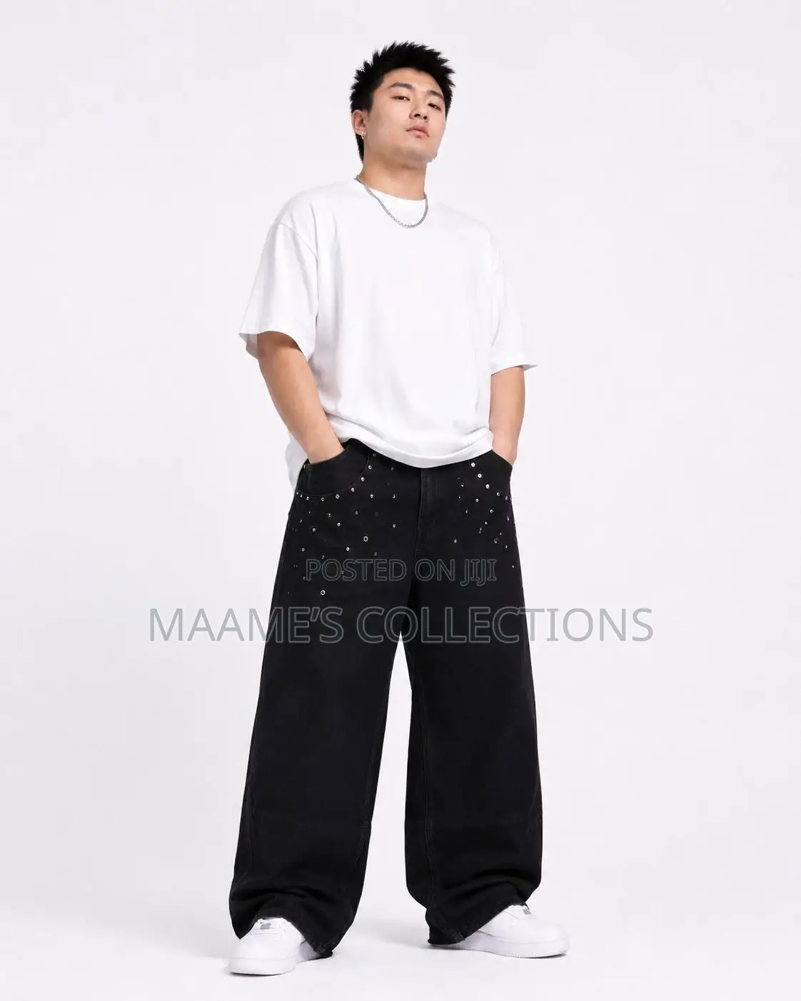 Piaoji New Style Loose Straight-Leg Baggy Jeans for Men.