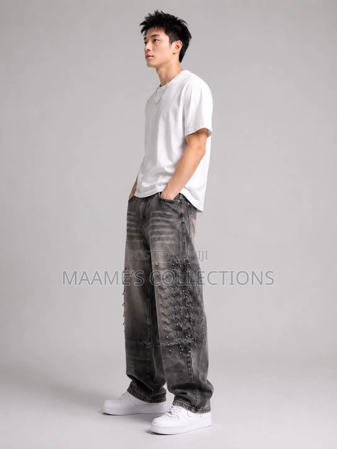 Piaoji New Style Loose Straight-Leg Baggy Jeans for Men.
