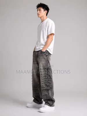 Piaoji New Style Loose Straight-Leg Baggy Jeans for Men.