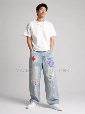 Piaoji New Style Loose Straight-Leg Baggy Jeans for Men.