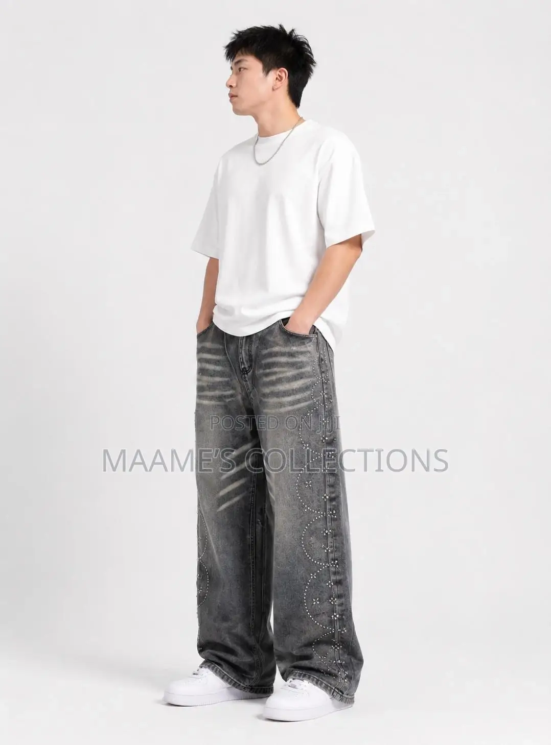 Piaoji New Style Loose Straight-Leg Baggy Jeans for Men.