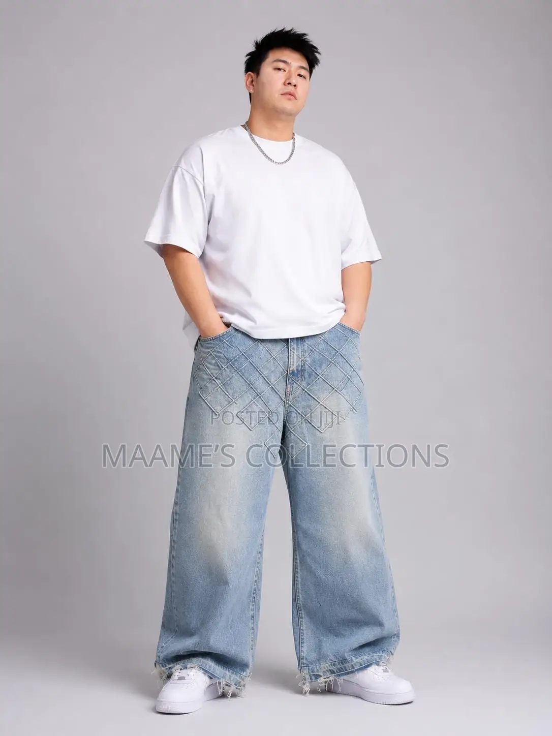 Piaoji New Style Loose Straight-Leg Baggy Jeans for Men.