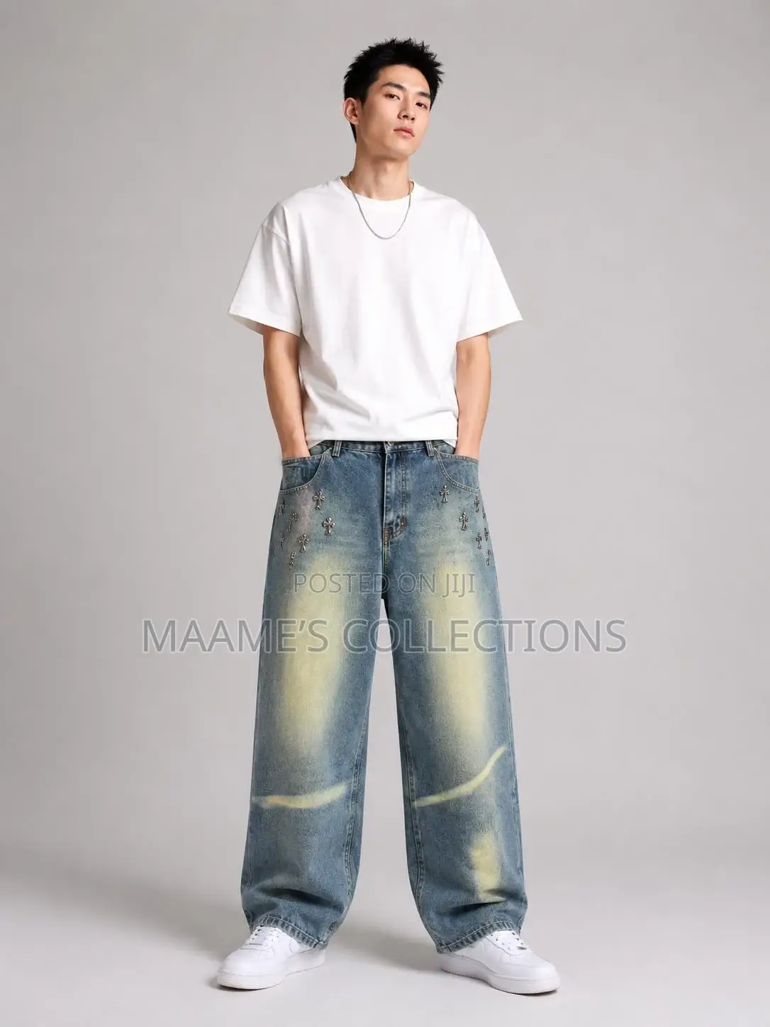 Piaoji New Style Loose Straight-Leg Baggy Jeans for Men.