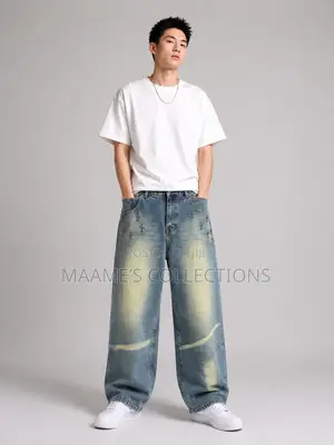 Piaoji New Style Loose Straight-Leg Baggy Jeans for Men.