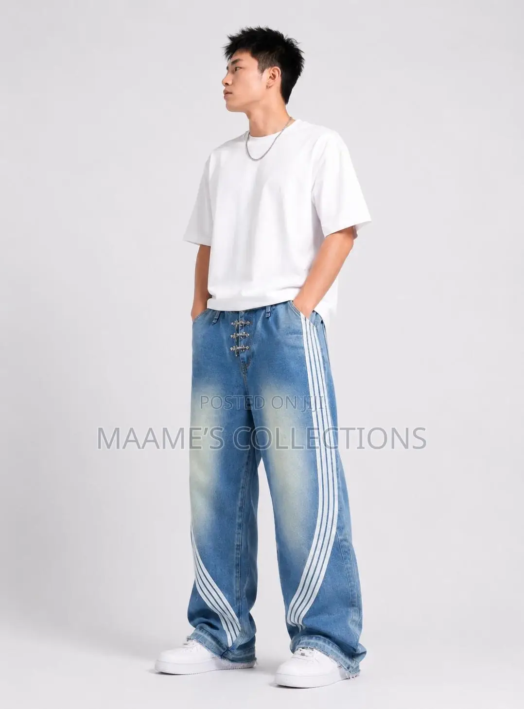 Piaoji New Style Loose Straight-Leg Baggy Jeans for Men.