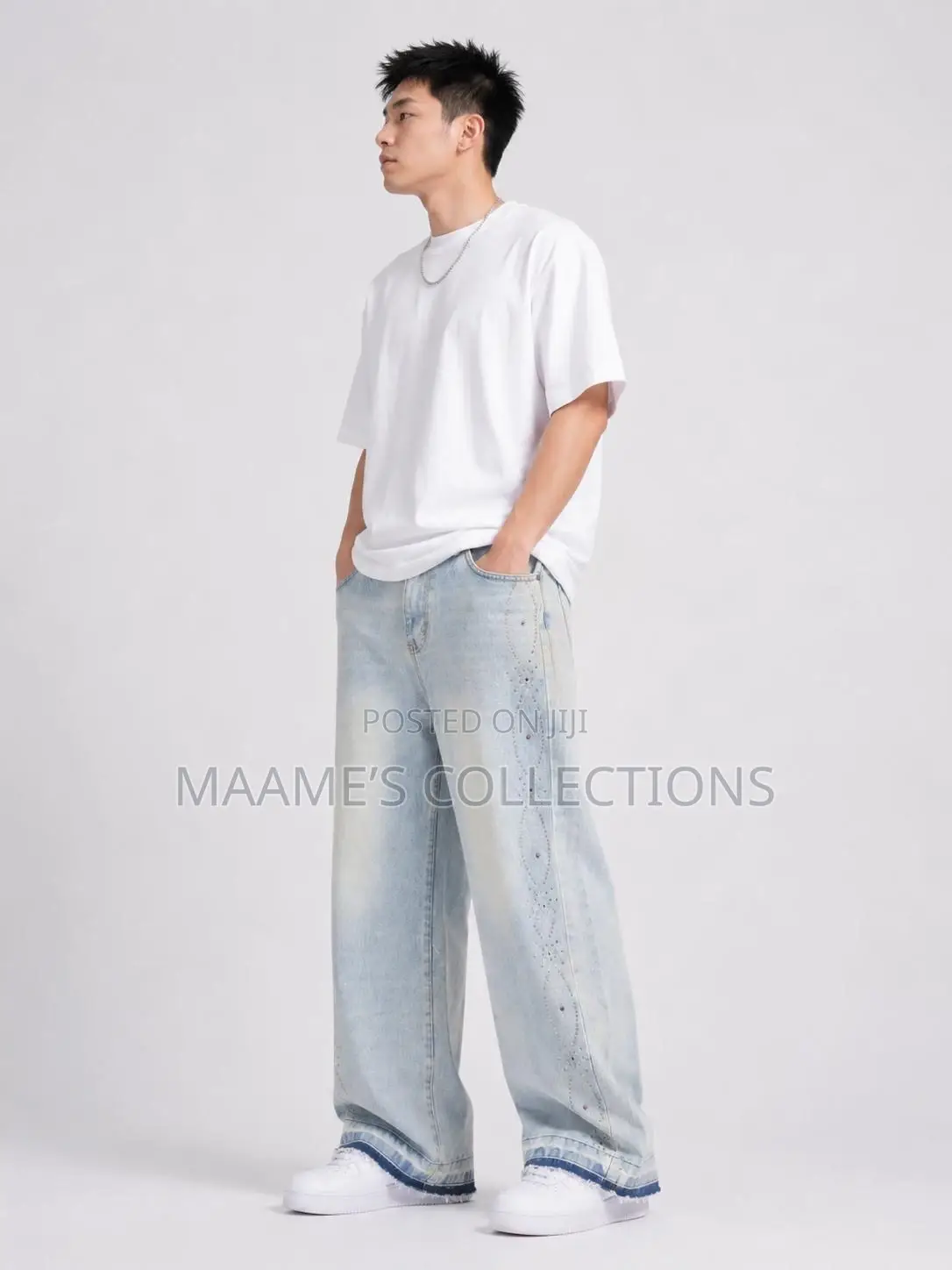 Men’S Light Wash Baggy Jeans