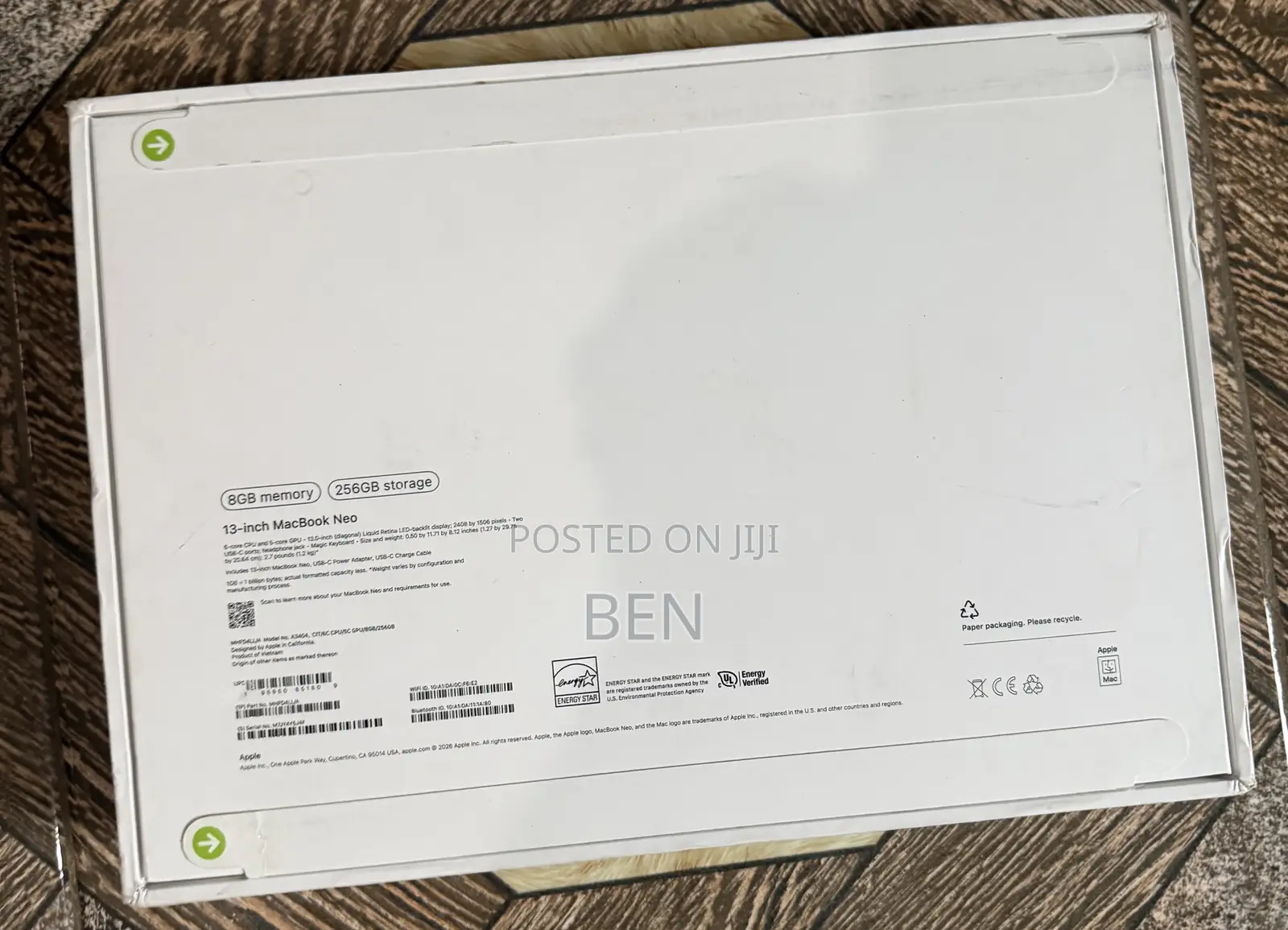 New Laptop Apple MacBook Neo 2026 8GB HDD 256GB