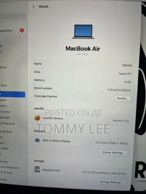 Laptop Apple MacBook Air 2020 M1 8GB Apple M1 SSD 500GB