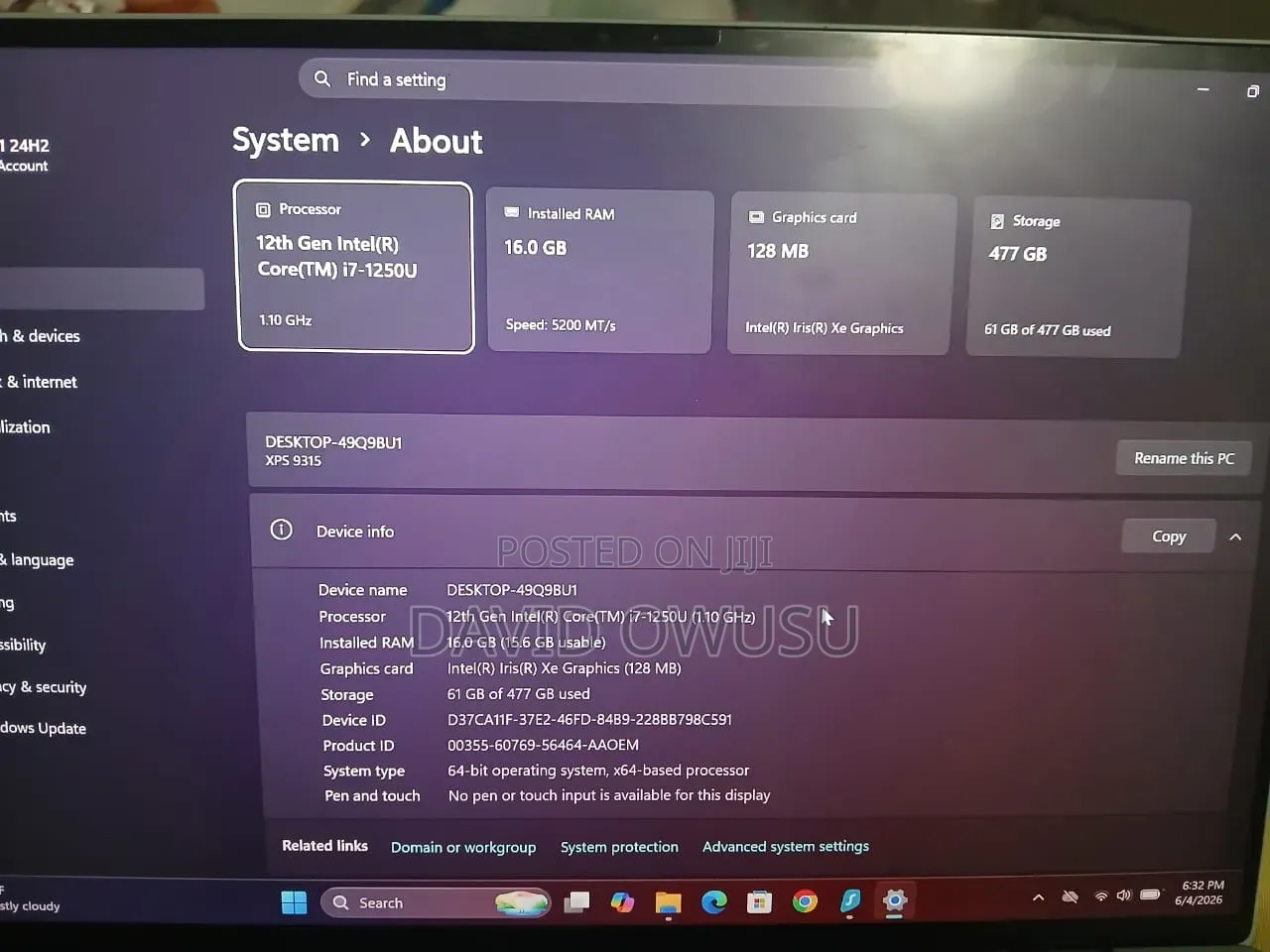 Laptop Dell XPS 13 16GB Intel Core i7 SSD 512GB