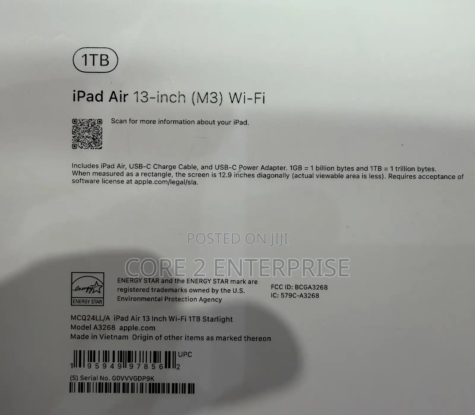 New Apple iPad Air 1 TB Silver