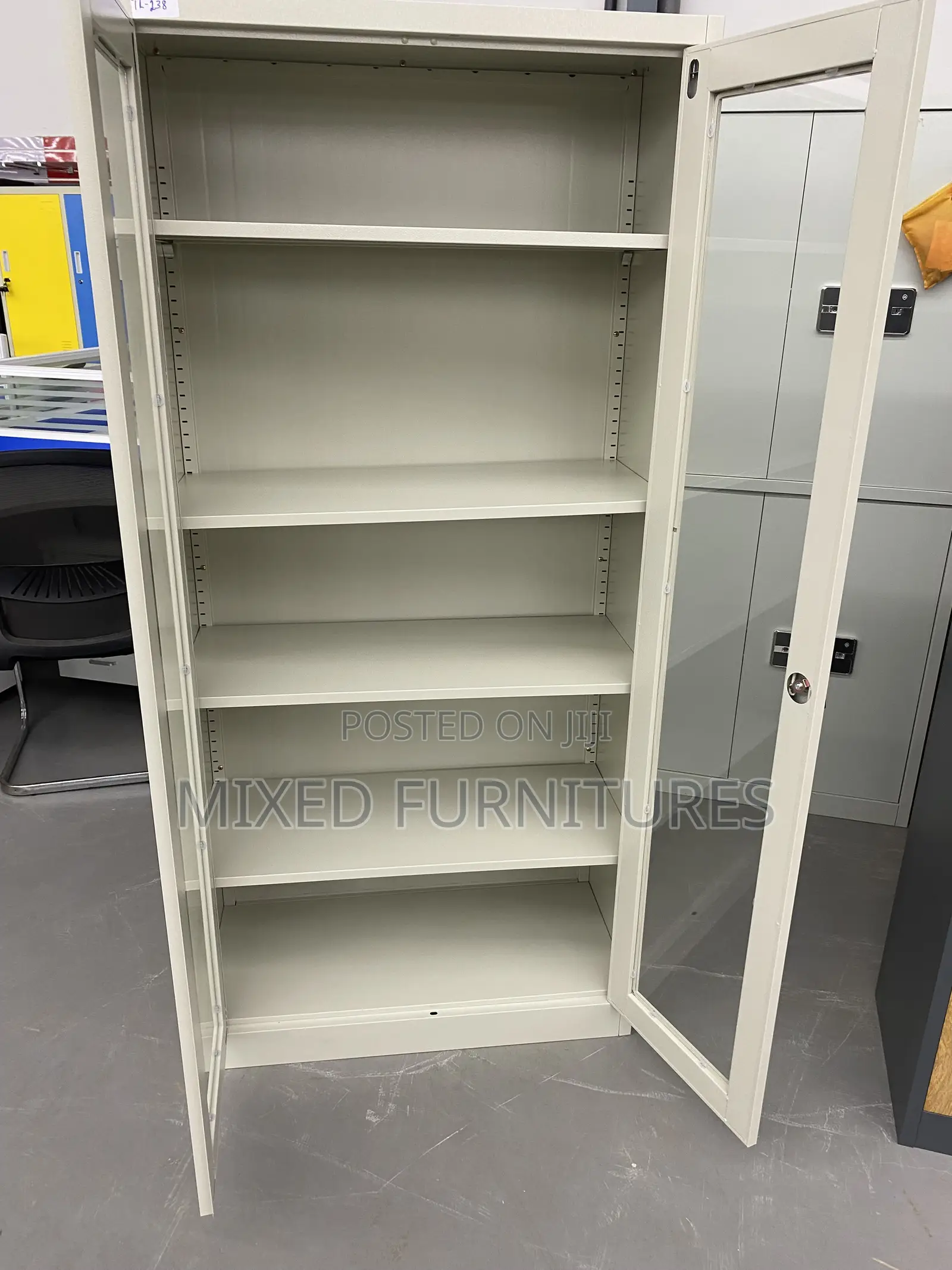 Metal Office Cabinet With 2 Glass Doors for Visibility