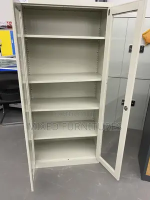 Metal Office Cabinet With 2 Glass Doors for Visibility