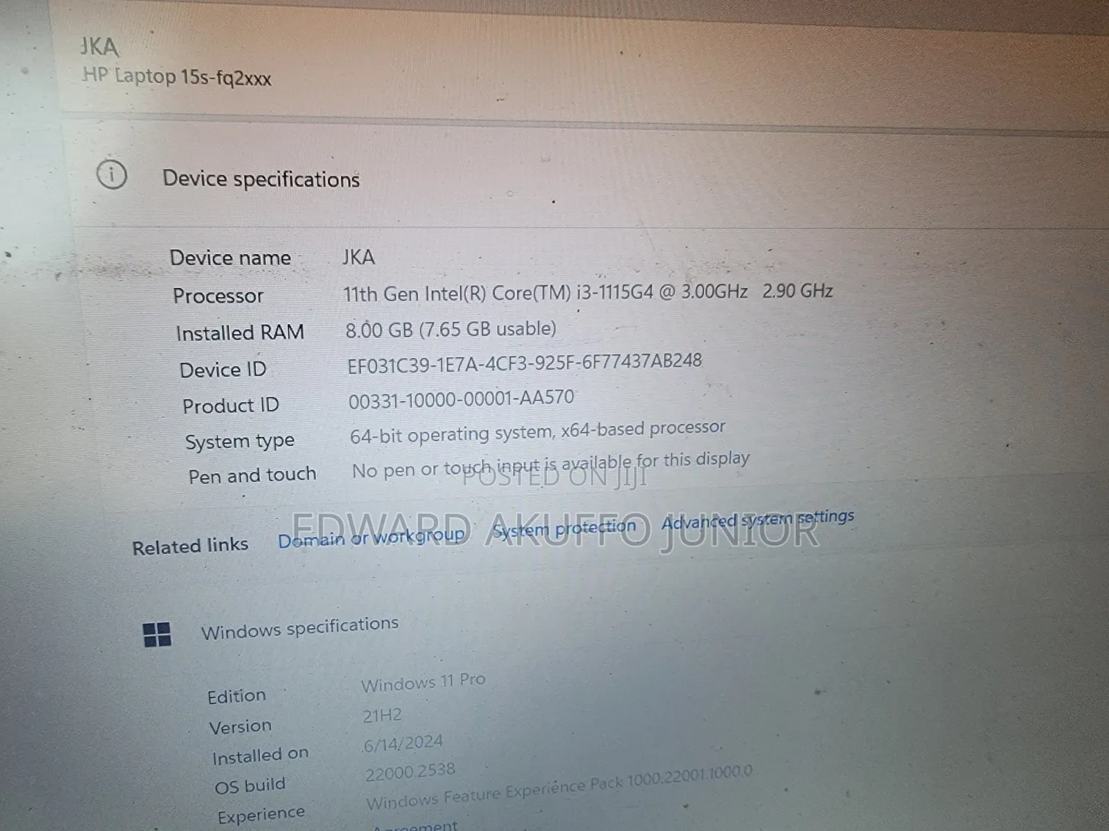 Laptop HP 15s 8GB Intel Core i3 SSD 256GB