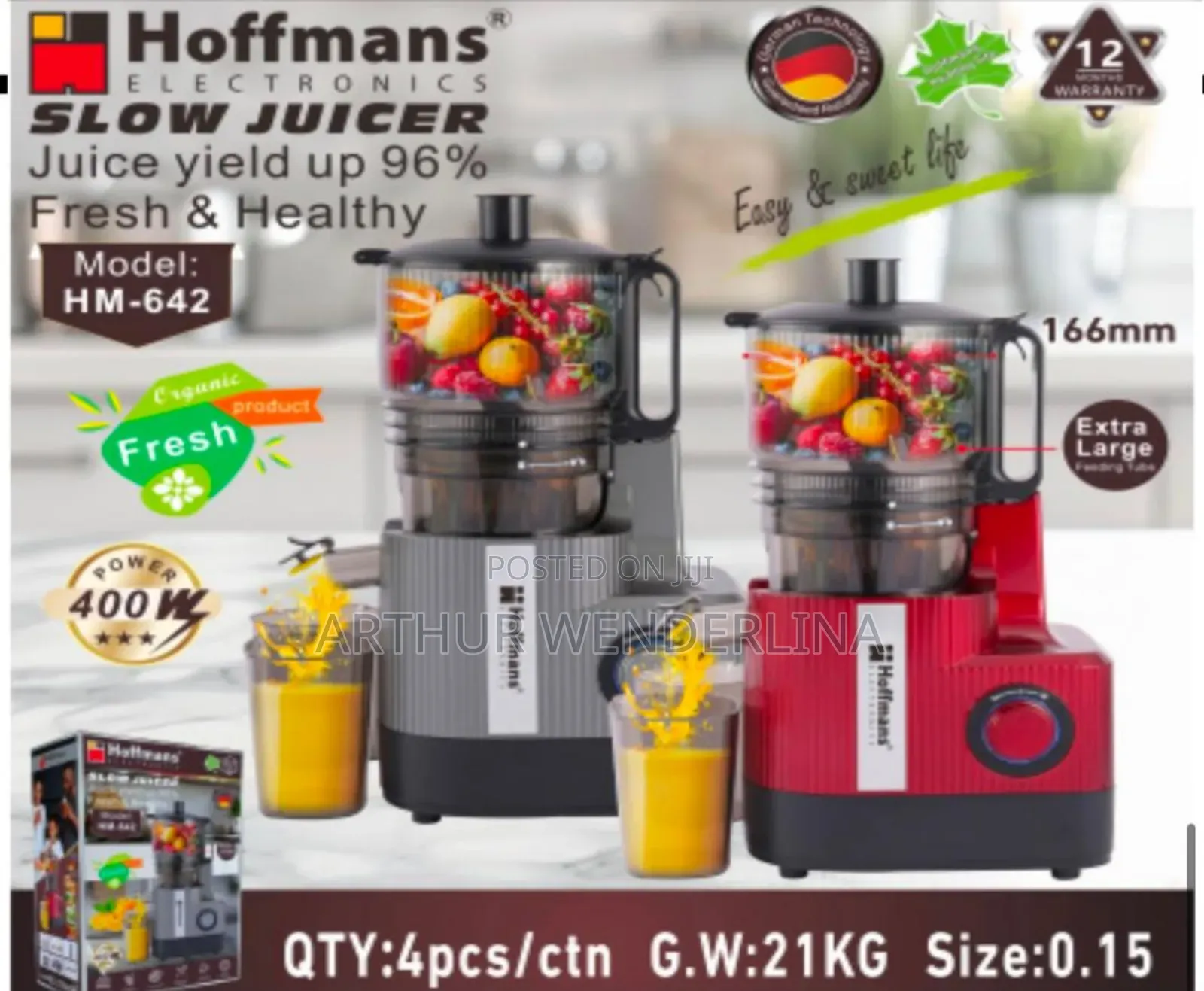 Hoffmans Electric Slow Juicer 400w