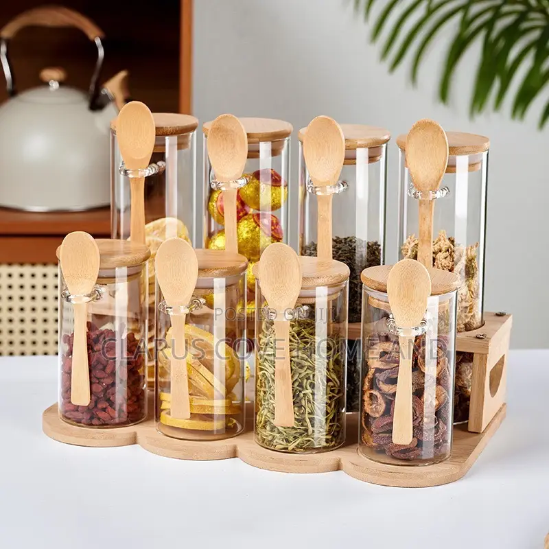Spices Containers With Bamboo Covers