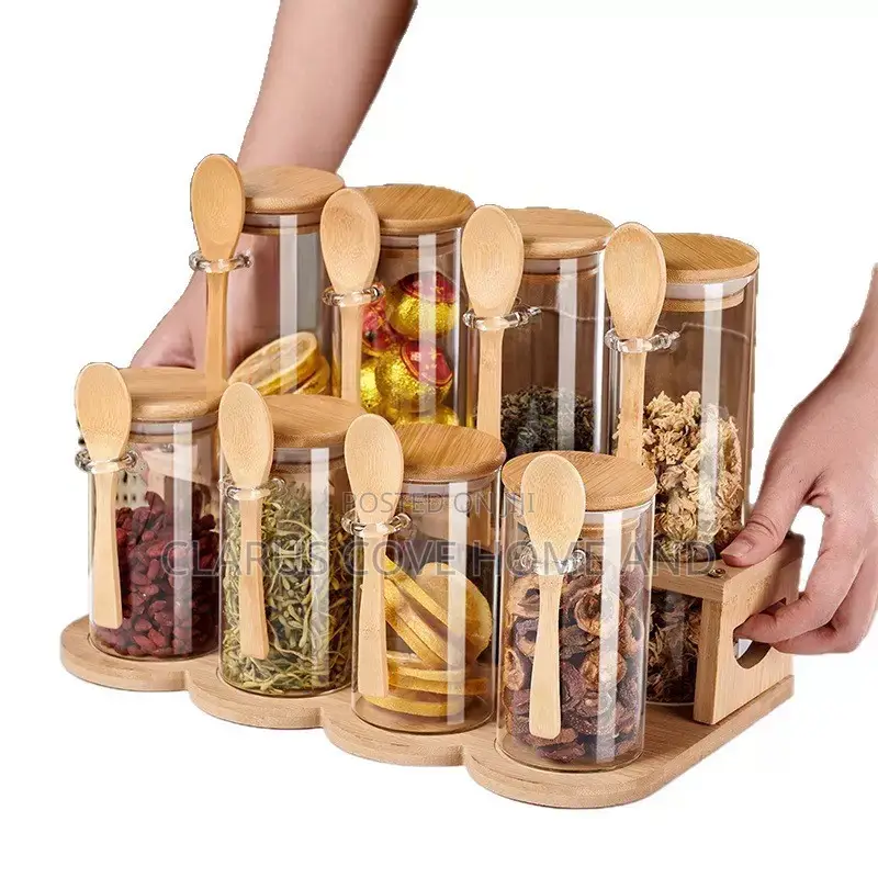 Spices Containers With Bamboo Covers