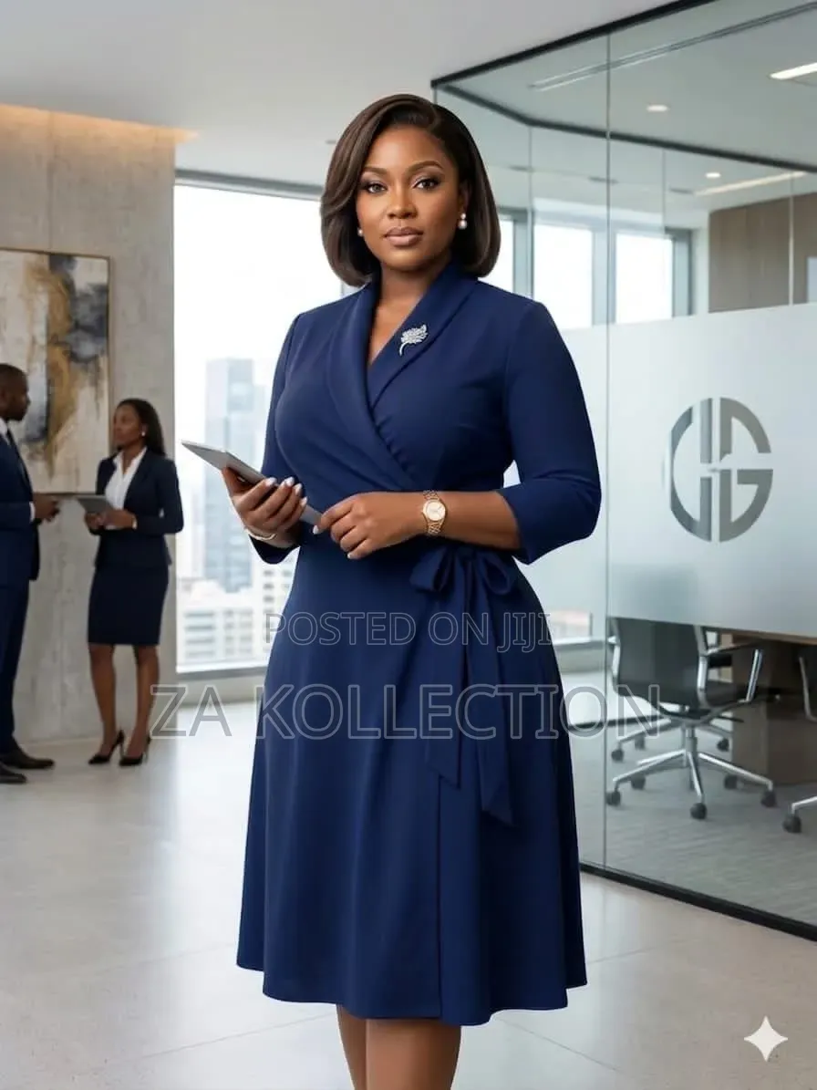 Ladies Buttoned High Waist Office Dress