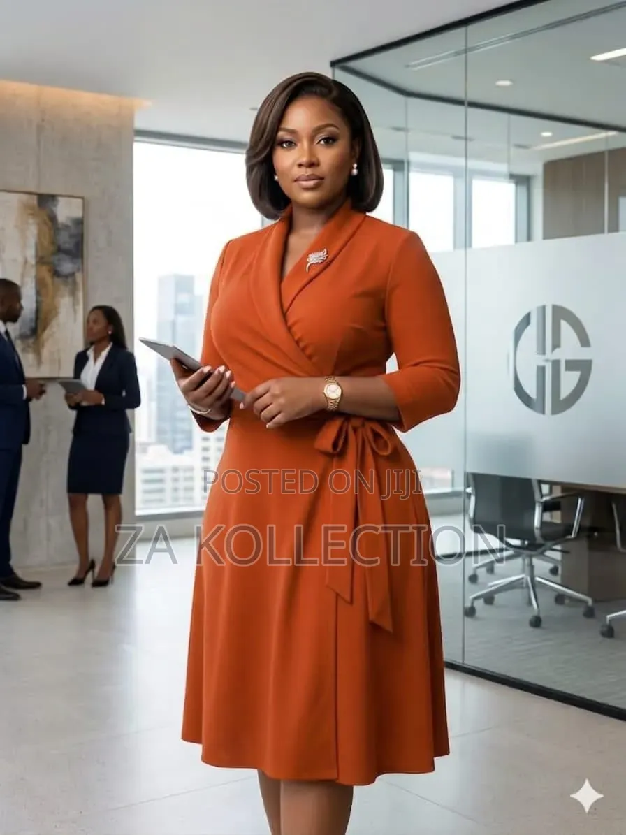 Ladies Buttoned High Waist Office Dress