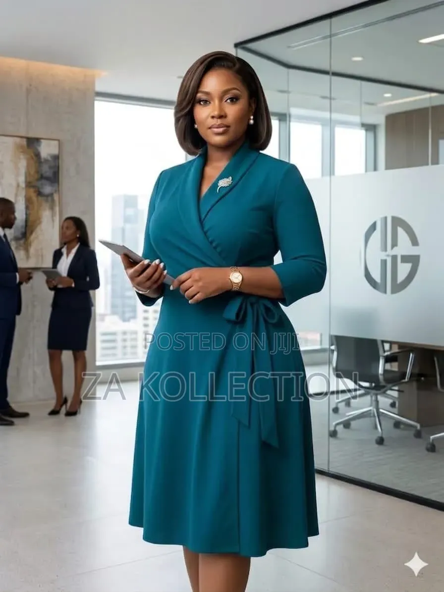 Ladies Buttoned High Waist Office Dress
