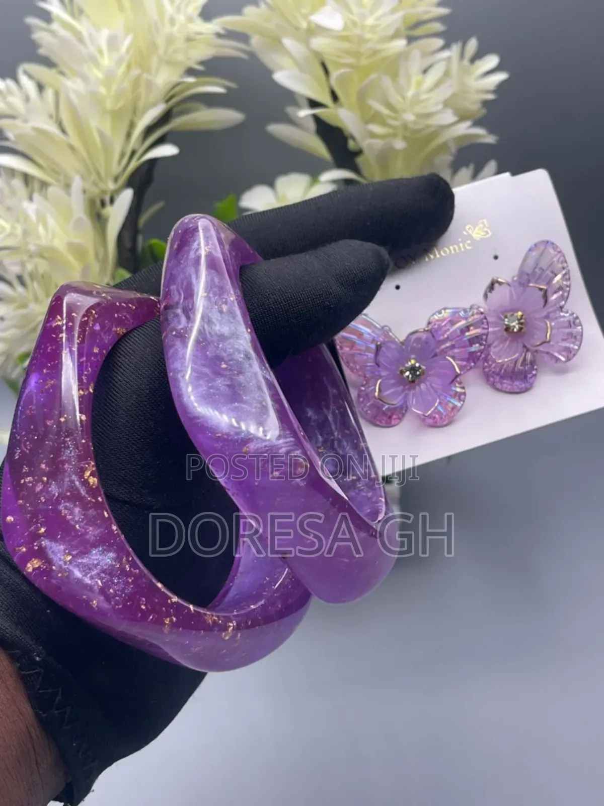 Acrylic Bangle Set With Matching Earrings – 2 Bangles Set