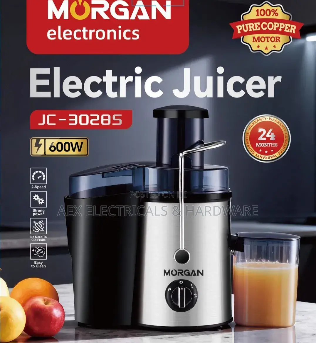 Morgan Electric Juicer Jc-3029r 600w 2-speed - Brand New