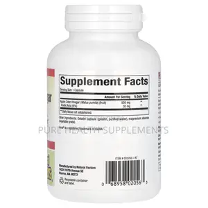 Fermented Apple Cider Vinegar With the Mother, 500mg, 180 Capsules